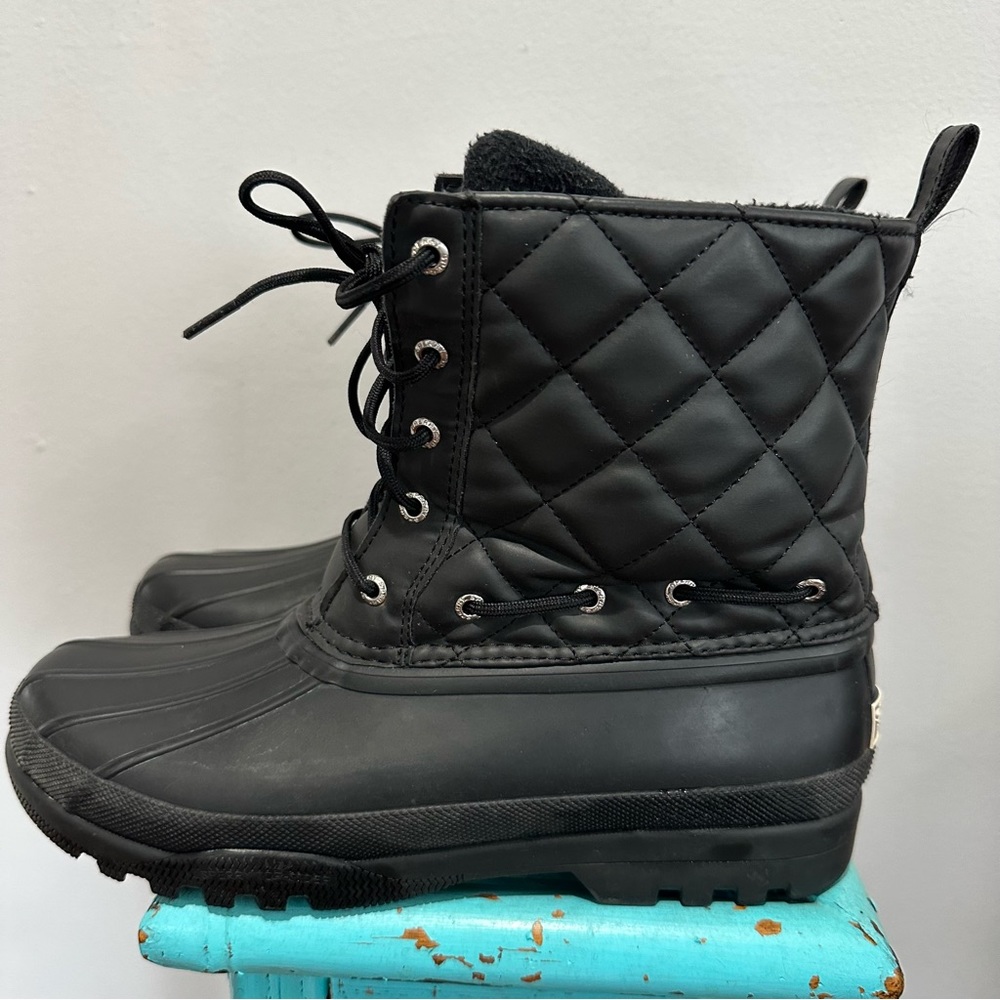 Sperry Gosling Black Quilt Duck Boots Size 9